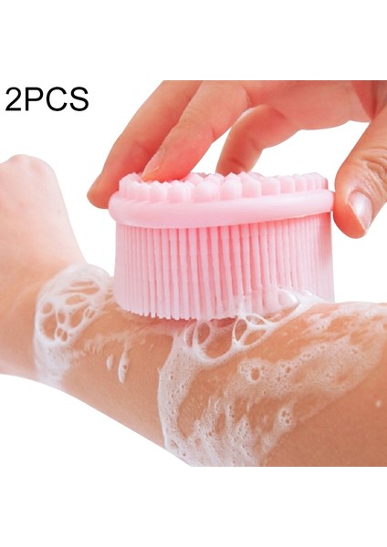 2 Adet Silikon Kafa Duş Masaj Fırçası Yumuşak Bebek Banyo Fırçası (Pembe) (Yurt Dışından)