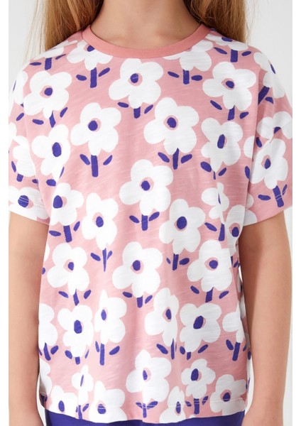 Flower Retro Pembe Kız Çocuk Kapri Takım fırsatları