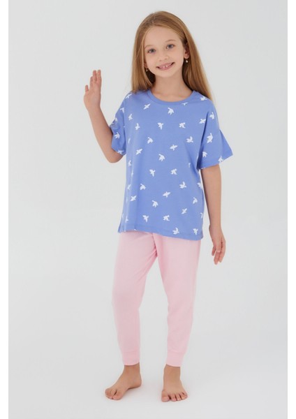 Flying Birds Lavanta Kız Çocuk Kısa Kol Pijama Takım modelleri
