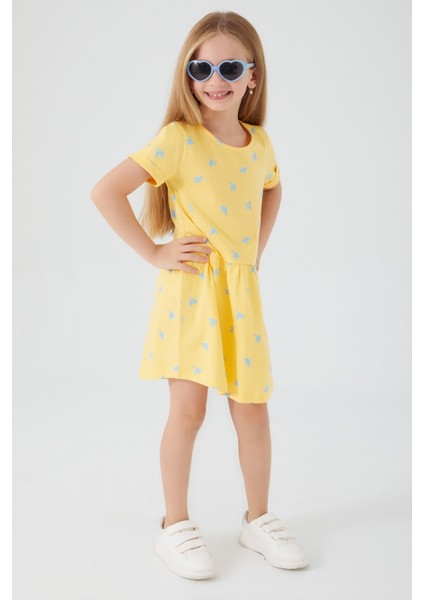 Birds Sarı Kız Çocuk Elbise