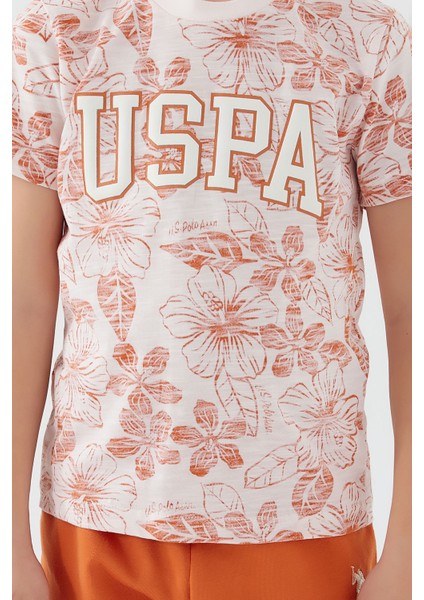 U.S. Polo Assn. Flowered Details Bej Erkek Çocuk Bermuda Takım