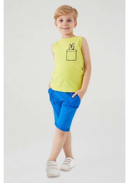 Crocodile Pattern Yeşil Erkek Çocuk Bermuda Takım