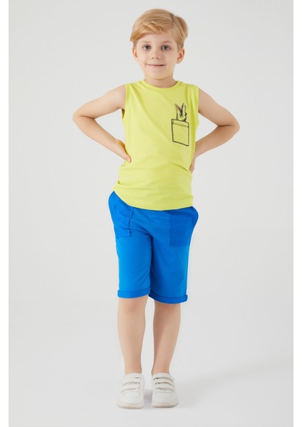 Crocodile Pattern Yeşil Erkek Çocuk Bermuda Takım