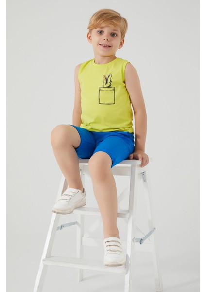 Crocodile Pattern Yeşil Erkek Çocuk Bermuda Takım