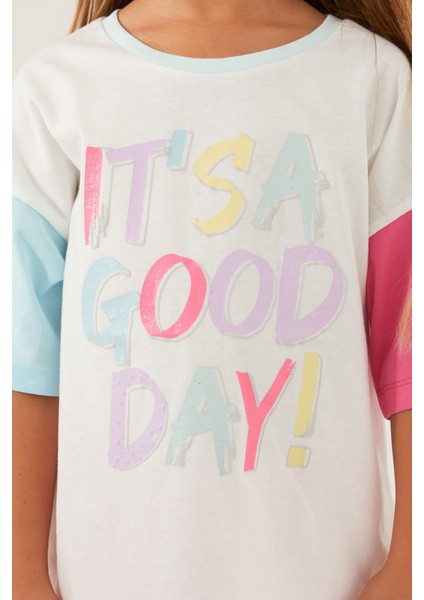 Its A Good Day Krem Kız Çocuk Şort Takım