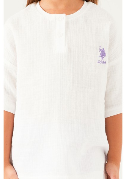 Tiny Line Detail Beyaz Kız Çocuk Şort Takım fırsatları