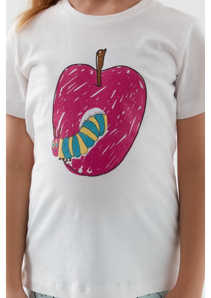 Wormy Apple Krem Kız Çocuk Kapri Takım modelleri