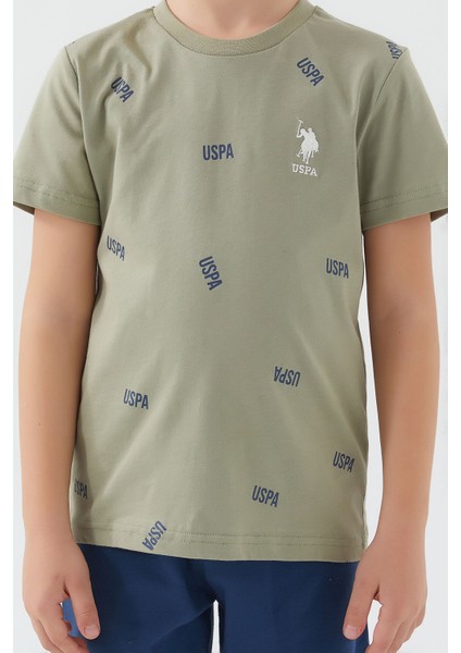 Shaped Small Writing Açık Haki Erkek Çocuk Bermuda Takım fırsatları