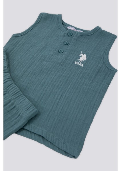 Blue Yeşil Bebek Sıfır Kol T-shirt Takım modelleri