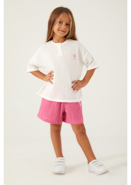 Tiny Line Detail Krem Kız Çocuk Şort Takım fiyatları