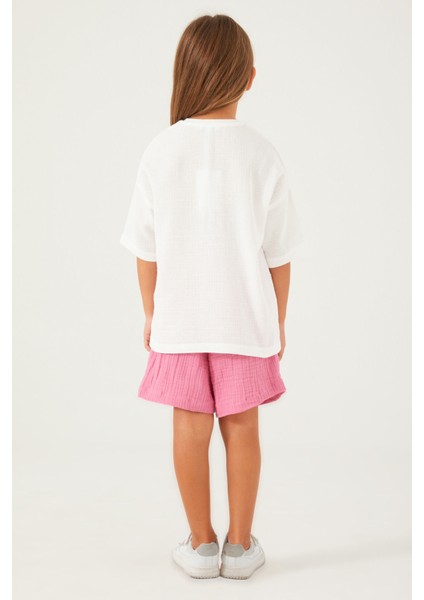 Tiny Line Detail Krem Kız Çocuk Şort Takım indirimleri