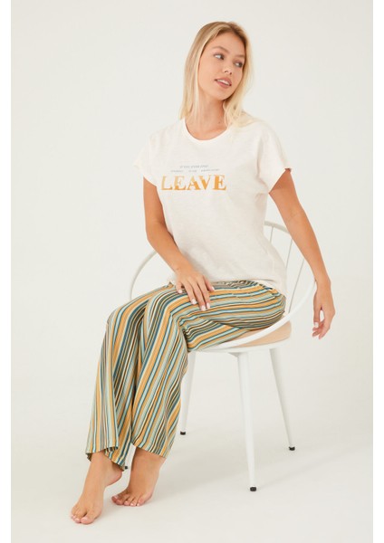 Leave Beyaz Kadın Kısa Kol Pijama Takım modelleri