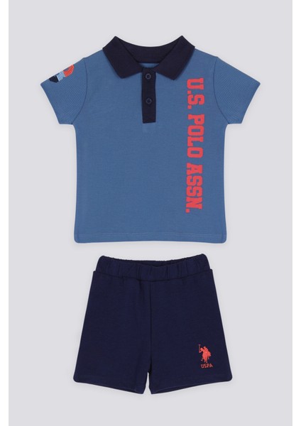 Azure Mavi Bebek Polo Yaka T-shirt Takım