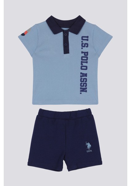 Azure Açık Mavi Bebek Polo Yaka T-shirt Takım