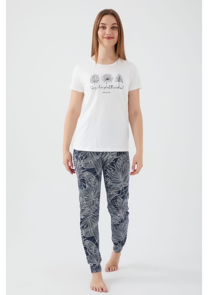 The Weekand Plan Krem Kadın Kısa Kol Pijama Takım