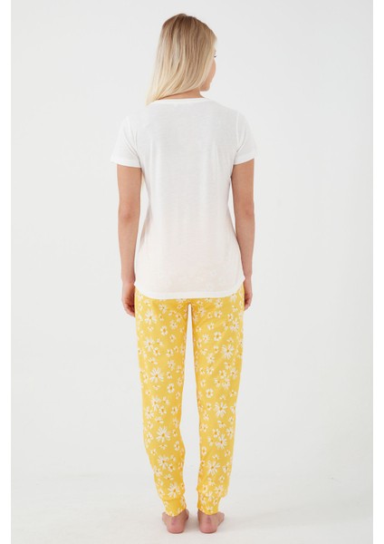 Back To Nature Krem Kadın Kısa Kol Pijama Takım