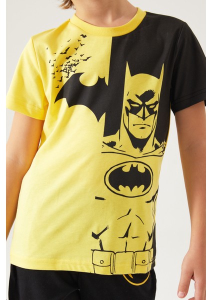 Yellow Batman Sarı Erkek Çocuk Kısa Kol Pijama Takım