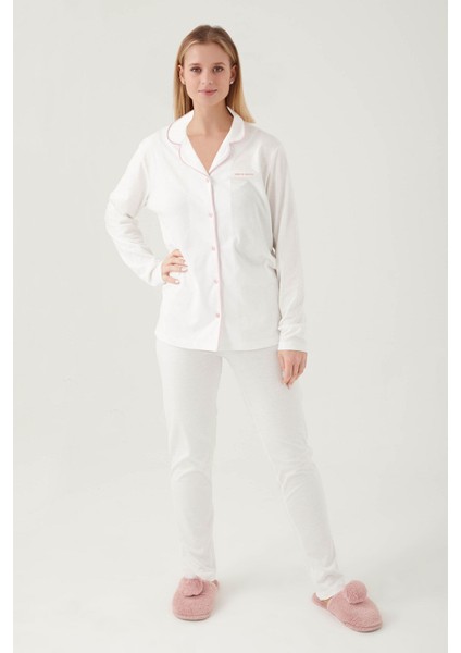 Pıercardın Bayan Yetişkin Gömlek Pijama Takımı Krem fiyatları