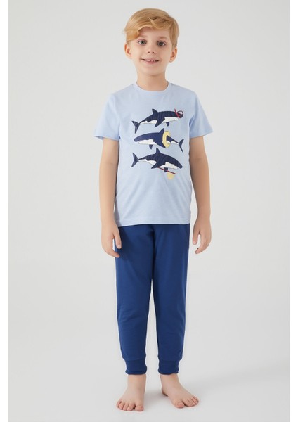 Shark Mavi Erkek Çocuk Kısa Kol Pijama Takım fiyatları