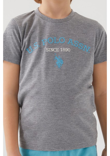 Stamp Grey Detail Gri Erkek Çocuk Bermuda Takım fırsatları