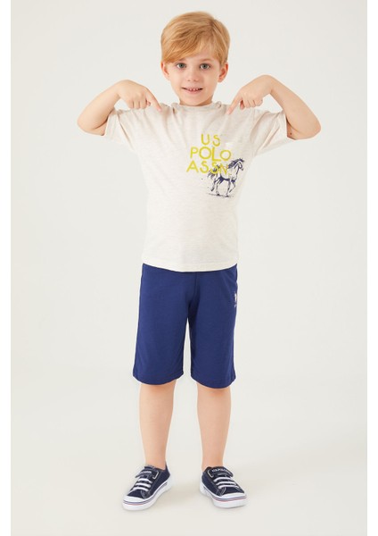 Horse Picture Pattern Kremmelanj Erkek Çocuk Bermuda Takım modelleri