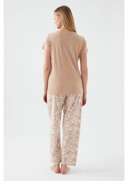 Tropical Vibes Kahve Kadın Kısa Kol Pijama Takım indirimleri