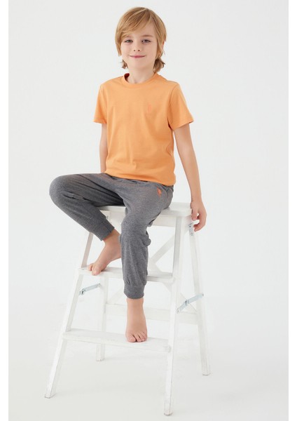 Light Yellow Texture Sarı Erkek Çocuk Kısa Kol Pijama Takım