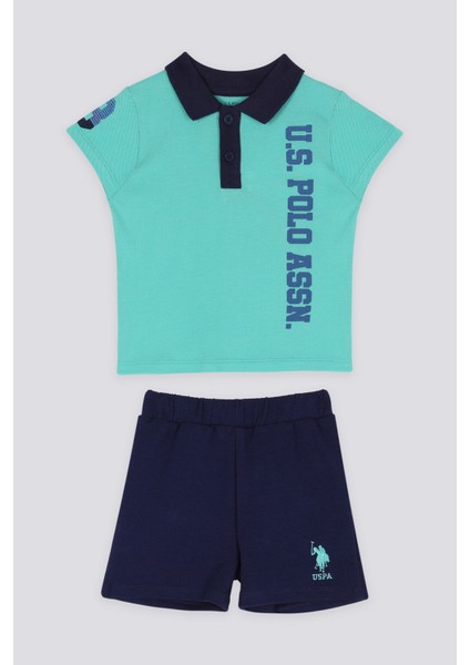 Azure Mavi Bebek Polo Yaka T-shirt Takım