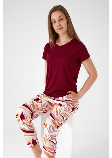 Ambitious Kahverengi Kadın Kısa Kol Pijama Takım