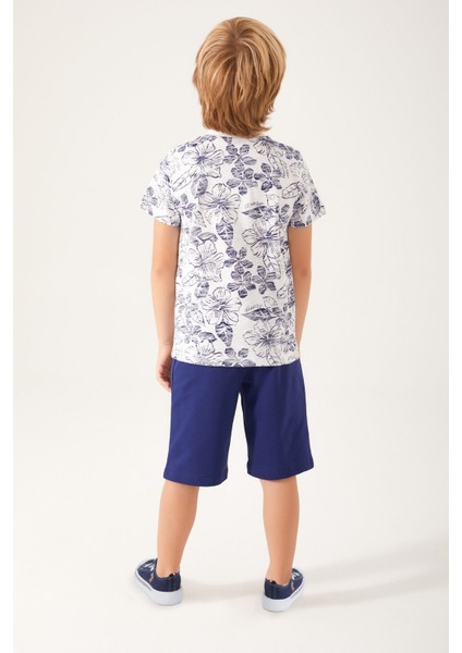 Flowered Details Krem Erkek Çocuk Bermuda Takım indirimleri