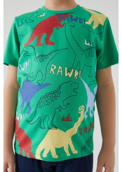 Rawr Yeşil Erkek Çocuk Kısa Kol Pijama Takım fırsatları