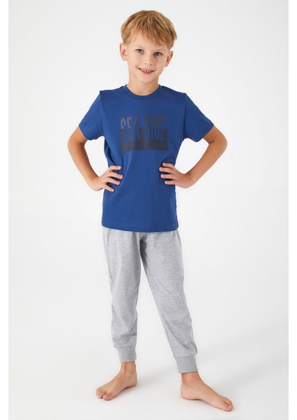Sea Side Mavi Erkek Çocuk Kısa Kol Pijama Takım