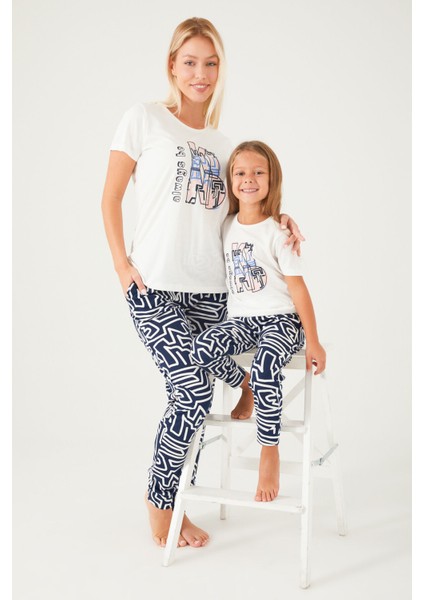 Always Be Kind Krem Kız Çocuk Kısa Kol Pijama Takım