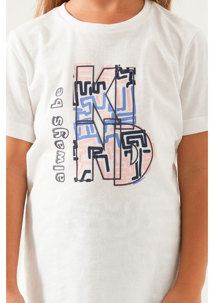 Always Be Kind Krem Kız Çocuk Kısa Kol Pijama Takım