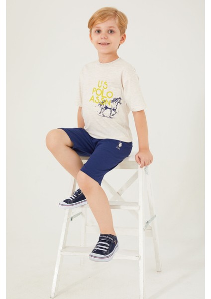 Horse Picture Pattern Kremmelanj Erkek Çocuk Bermuda Takım