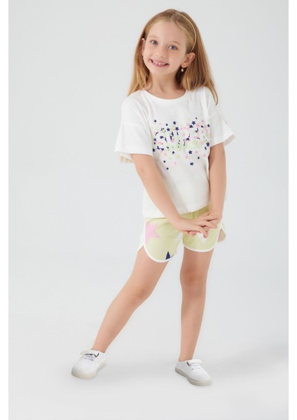 Super Power Krem Kız Çocuk Şort Takım modelleri