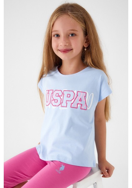 U.S. Polo Assn Kız Çocuk Kapri Takım Nefes Alabilir Mavi Renk Yazlık Konforlu 2 Parça