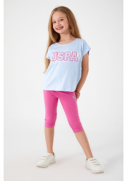 U.S. Polo Assn Kız Çocuk Kapri Takım Nefes Alabilir Mavi Renk Yazlık Konforlu 2 Parça modelleri