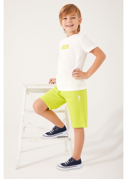 Plain Pattern Krem Erkek Çocuk Bermuda Takım