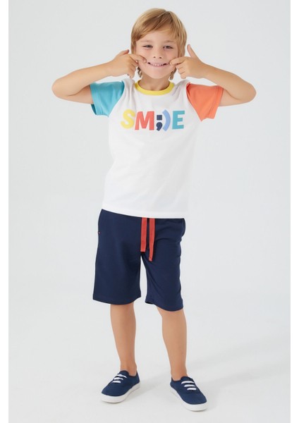 Smile Krem Erkek Çocuk Bermuda Takım modelleri