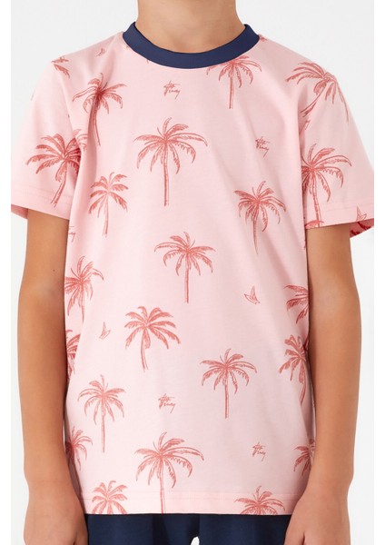 Palm Tree Details Pembe Erkek Çocuk Bermuda Takım indirimleri