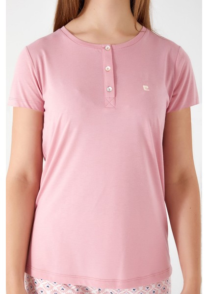 Flowering Pink Gül Kurusu Kadın Kısa Kol Pijama Takım