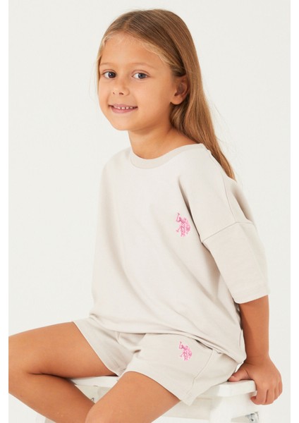 Plain Open Naive Krem Kız Çocuk Şort Takım