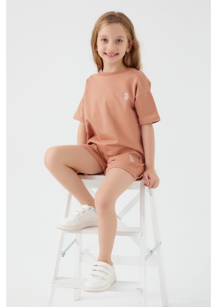 Plain Open Naive Gül Kurusu Kız Çocuk Şort Takım