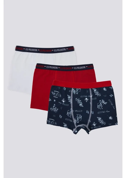 U.S. Polo Assn. Stripe Detail Lacivert Erkek Çocuk 3'lü Boxer