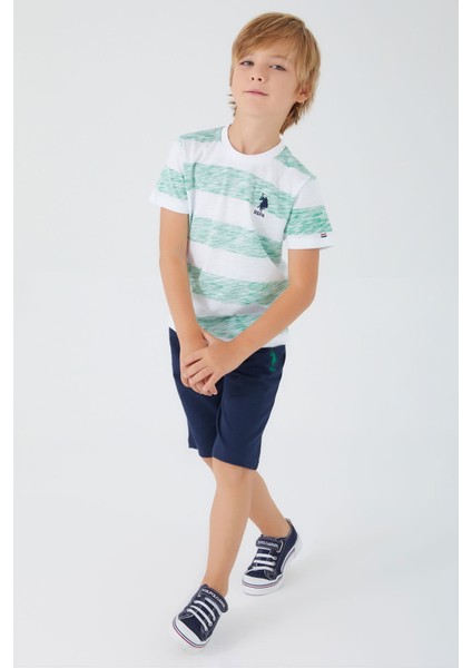 Stripe Pattern Çam Yeşili Erkek Çocuk Bermuda Takım fiyatları