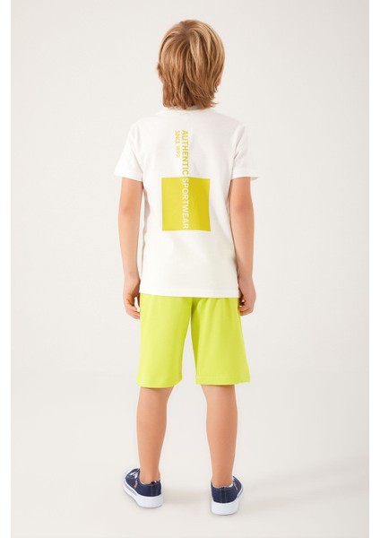 Plain Pattern Krem Erkek Çocuk Bermuda Takım