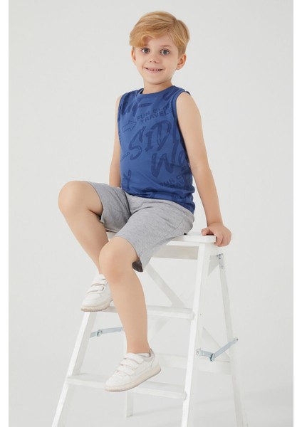 Adventure Mavi Erkek Çocuk Bermuda Takım modelleri