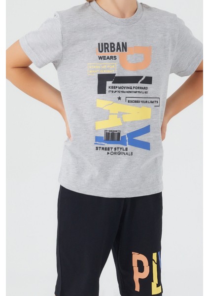 Urban Wears Gri Melanj Erkek Çocuk Bermuda Takım fırsatları