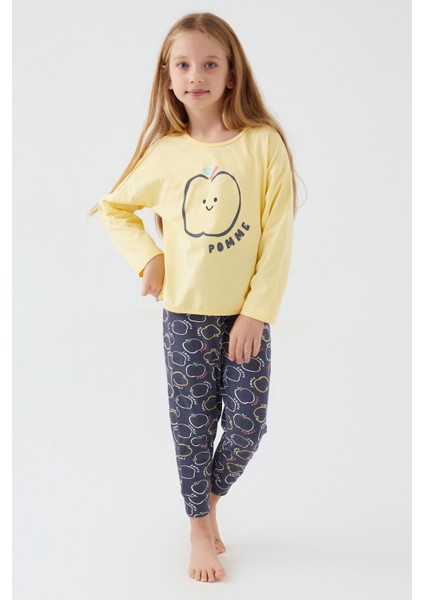 Pomme Apple Sarı Kız Çocuk Uzun Kol Pijama Takım modelleri
